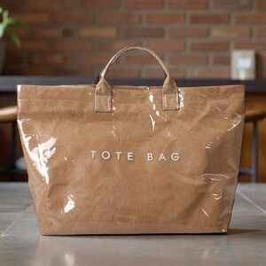 Tan Brown Tear Resistant Paper Tote Bag Large Lightweight Brand New
